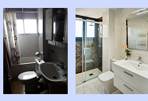 el antes y después de una reforma de baño en Zaragoza