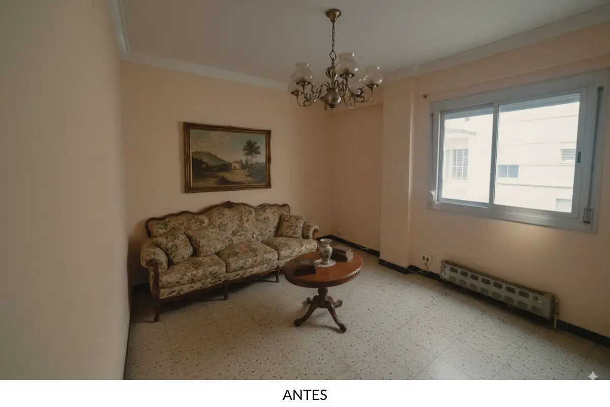 Salón antes de la reforma integral en Zaragoza